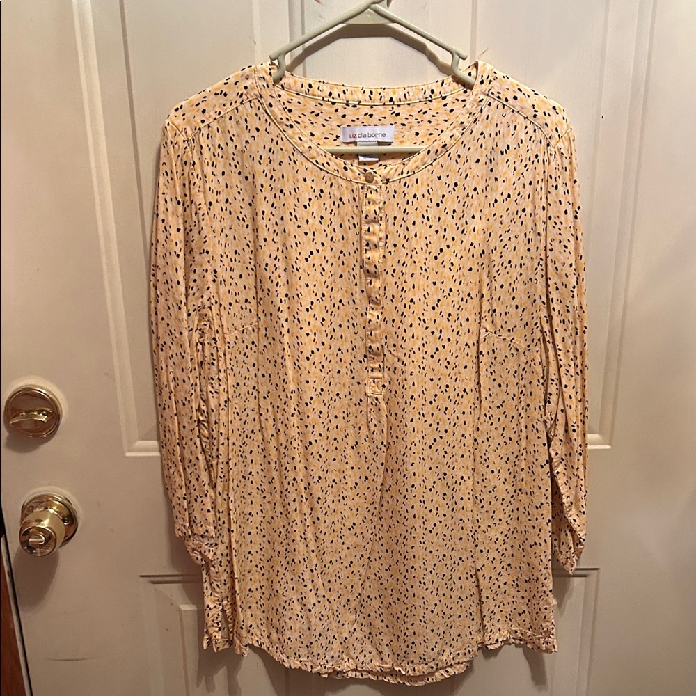 Liz Claiborne Yellow Printed Blouse